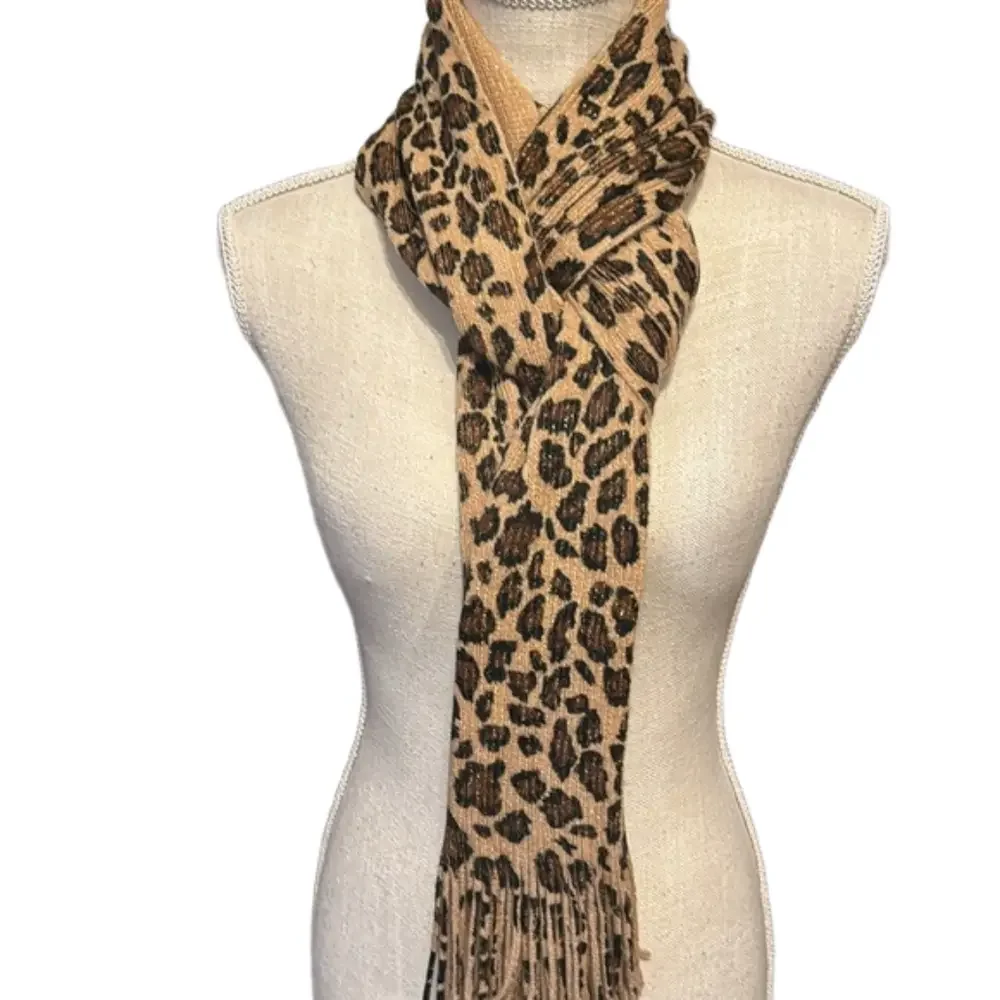 Cejon Leopard Print Scarf With Fringe